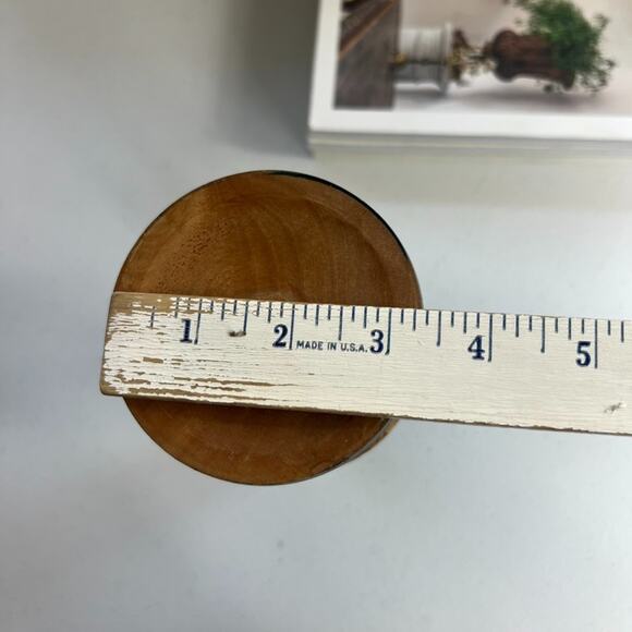 Hand Carved Wood Vase 8.5" Floral Design Decorative Black Brown - Picture 6 of 8